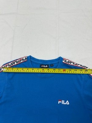 Fila Blue Stripe Cotton T-Shirt S Short Sleeve Crewneck Logo