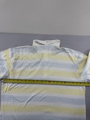 Fila Vintage Italian Polo Shirt Yellow White Striped Cotton Short Sleeve