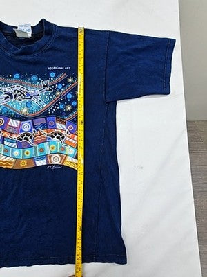 Gooses Aboriginal Art T-Shirt Navy M 100% Cotton