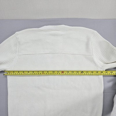 G-Star White Crewneck Ribbed Knit Sweater XL 100% Cotton