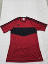 Adidas Men's Red T-Shirt – Size S, Striped, Short Sleeve
