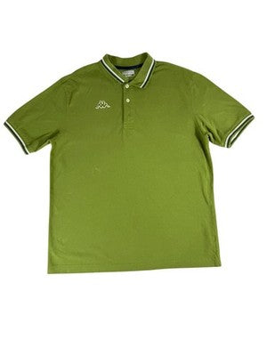 Kappa Men's XL Green Cotton Polo Shirt White Piping