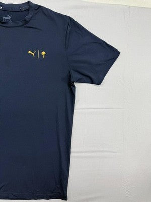 Puma Men's Golf Tee M Navy Palm Tree Crew Neck Short Sleeve Shirt 2022
