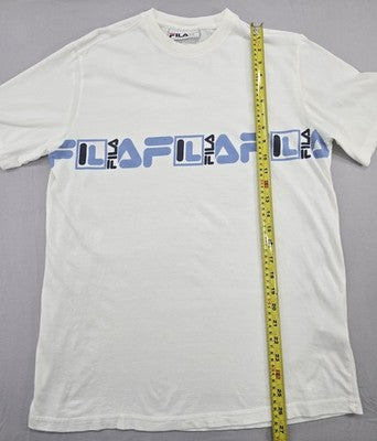 Fila Men's White Logo Cotton T-Shirt Sz M Short Sleeve