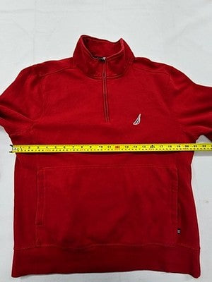 Nautica Men's M Red Quarter Zip Fleece Pullover Mock Neck