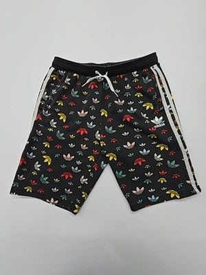 adidas Boys Black Multi Logo Shorts Size 13-14Y Drawstring Pockets BNWT