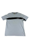 Nike Men's Gray T-Shirt – Size M, Striped, Short Sleeve