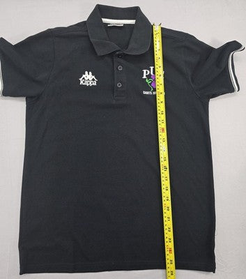 Kappa Black Cotton Polo Shirt Men's M Short Sleeve Embroidered Logo