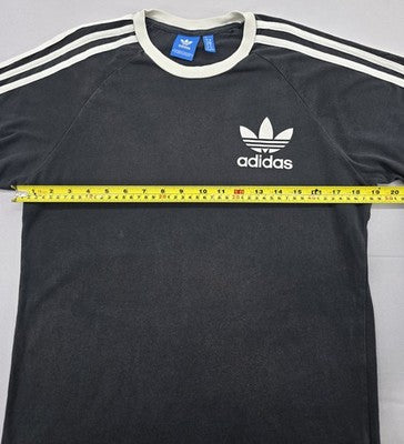 Adidas Men's Black White Striped Short Sleeve Cotton T-Shirt L