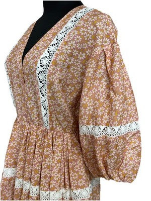 Maje Rayanik Mini Dress In Pink Floral Print, Made From A Linen Blend Rrp $360