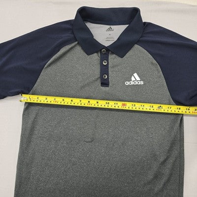 Adidas Men's XL Short Sleeve Polo Shirt Gray/Navy Climacool Poly XL
