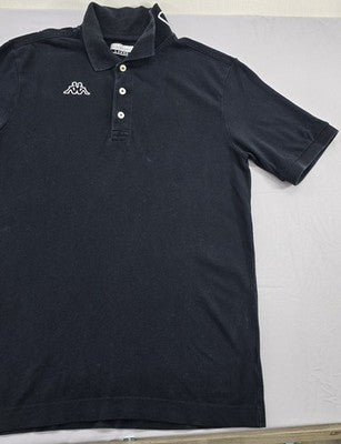 Kappa Men's Black Cotton Polo Shirt Large Short Sleeve Logo L