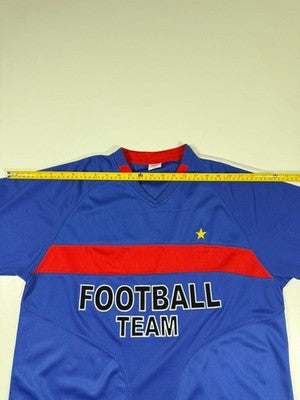 Just B Blue Mesh Football Jersey Tee XXL Polyester V Neck Raglan Pullover