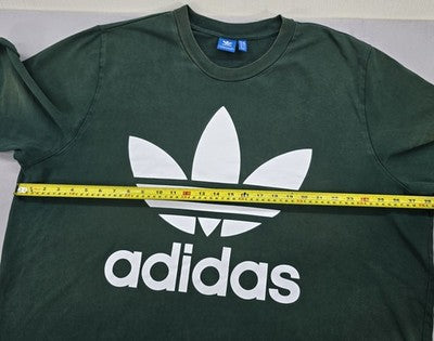 Vintage Adidas Trefoil Men's L Green Graphic Cotton T-Shirt Short Sleeve
