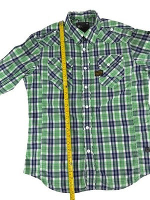 G-Star Raw Men's Long Sleeve Plaid Shirt Large Green Navy White Cotton