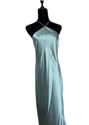 NWT Zara Satin Slip With Spaghetti Straps Midi Dress Blue Gray Size Usa Small