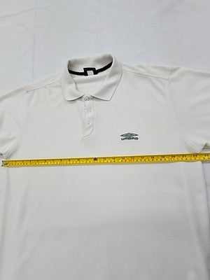 Umbro Men's White Polo Shirt XL Short Sleeve Button Regular