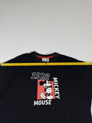 Disney Mickey Mouse Black Graphic T-Shirt L Cotton Crew Neck