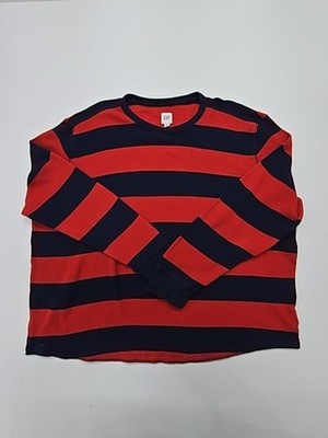 GAP Boys Red Striped Ribbed Knit Crew Neck Sweater XXL Regular