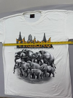 SP Super Vintage Thailand Elephant T-Shirt Men XL White Cotton