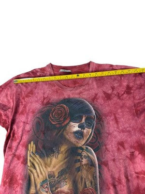 Vintage Rock Nature Sugar Skull Tie-Dye Red T-Shirt XL