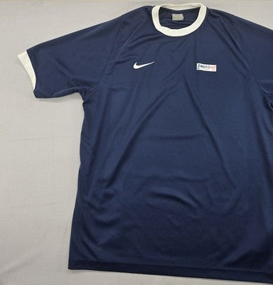 Nike Crew Neck Short Sleeve T-Shirt Men's Size L Navy White Trim