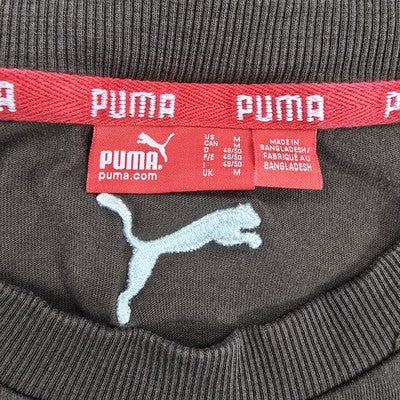 Puma Men's Brown Striped Cotton T-Shirt M Regular Short Sleeve