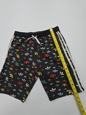 adidas Boys Black Multi Logo Shorts Size 13-14Y Drawstring Pockets BNWT