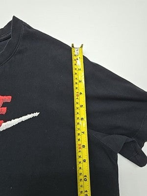 Nike Men Black Logo T-Shirt Size L Regular Crew Neck Cotton Jersey