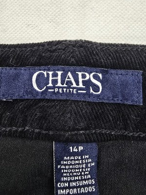 Chaps Madden Straight Corduroy Pants Black Petite 14P Slimming