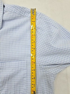 Chaps Men's Light Blue Gingham Dress Shirt M 15" Neck 34/35 Stretch