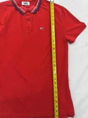 Tommy Jeans Men's Red Polo Shirt M Short Sleeve Cotton Logo