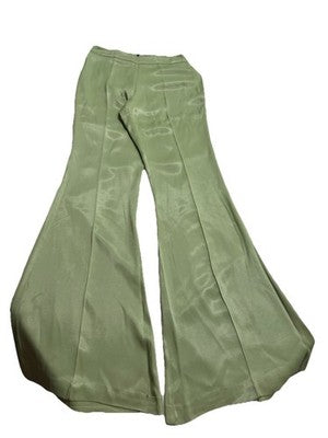 Zara Woman NWT Green Flared Satin Effect Pants Size Medium