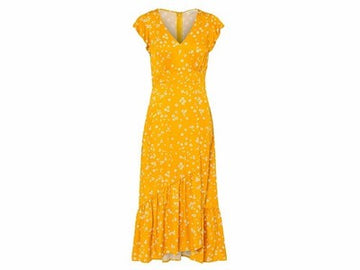 Even&Odd Women's Yellow-Floral Open Slit Dress Size M Sundress Beach