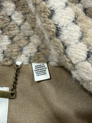 NWT Ted Baker Beige & Cream Twill Knit Scarf Coat New Size 2 Uk 10