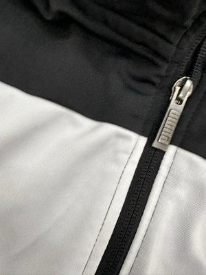 Puma Forever Better Black Track Jacket M Zip-Up White Stripe Polyester