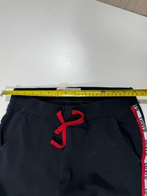 Levi'S Boys Black Jogger Pants Knit Tapered Leg Side Stripe Casual Logo