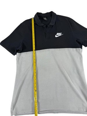 Nike Black White Color Block Polo Shirt Men's L Short Sleeve Cotton