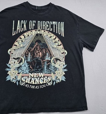 Bershka Black Graphic Print T-Shirt L Short Sleeve Relaxed Fit