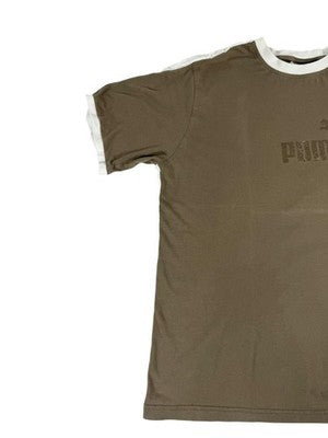 Puma Men's XXL Brown Short Sleeve Crew Neck Ribbed Tee with Logo