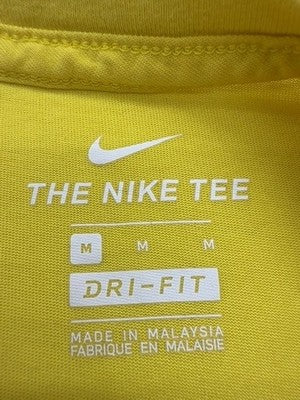 Nike Men Yellow Dri-FIT Graphic T-Shirt Size M Regular Fit Logo