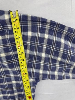 Tommy Hilfiger Men's Navy White Plaid Long Sleeve Cotton Button-Down M