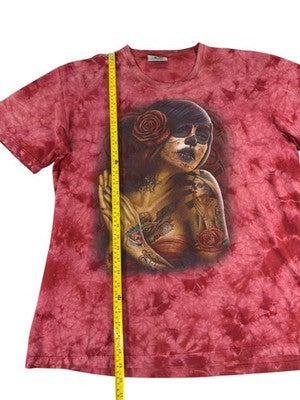 Vintage Rock Nature Sugar Skull Tie-Dye Red T-Shirt XL
