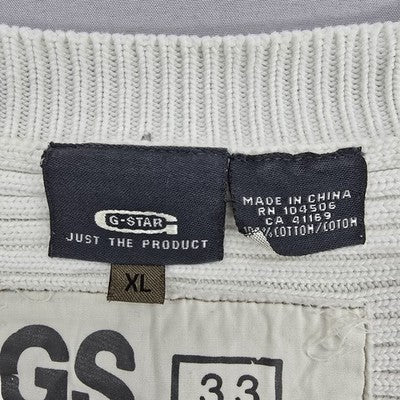 G-Star White Crewneck Ribbed Knit Sweater XL 100% Cotton