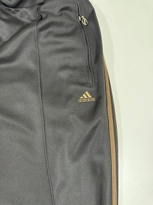 Adidas Black XL Track Pants Satin Elastic Waist Drawstring Zip