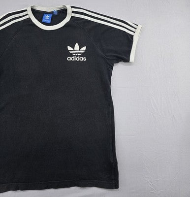 Adidas Men's Black White Striped Short Sleeve Cotton T-Shirt L