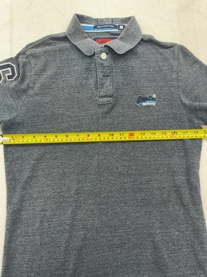 Superdry Classic Pique Polo Grey M Short Sleeve Men's