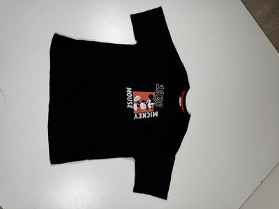 Disney Mickey Mouse Black Graphic T-Shirt L Cotton Crew Neck