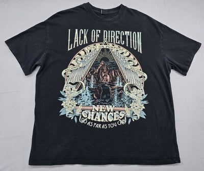Bershka Black Graphic Print T-Shirt L Short Sleeve Relaxed Fit