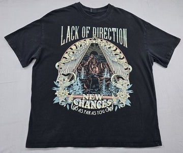 Bershka Black Graphic Print T-Shirt L Short Sleeve Relaxed Fit
